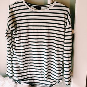 Forever 21 dark grey and white striped t-shirt